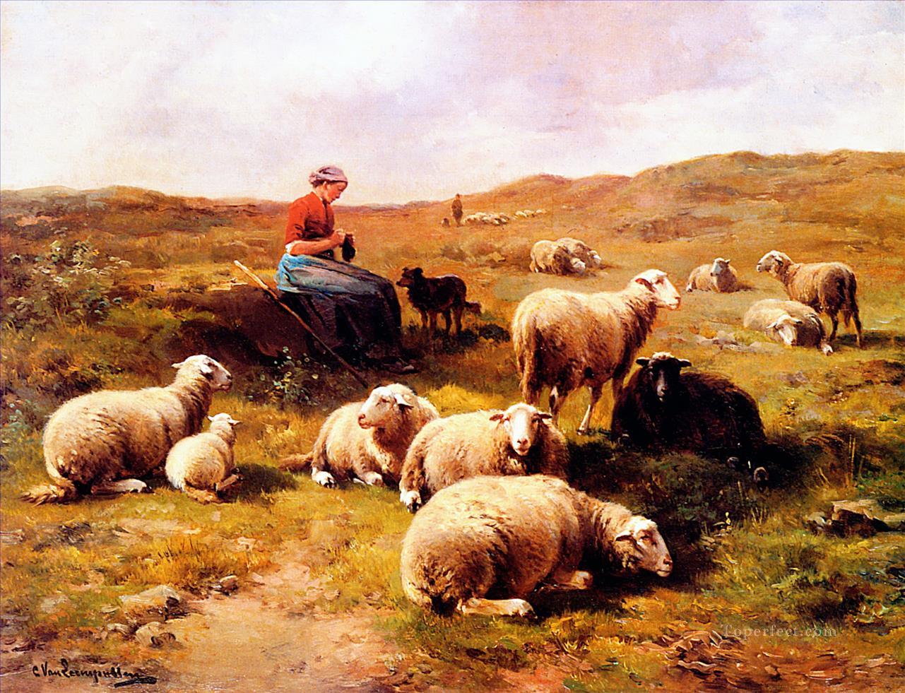 リームプッテンの羊飼い油絵